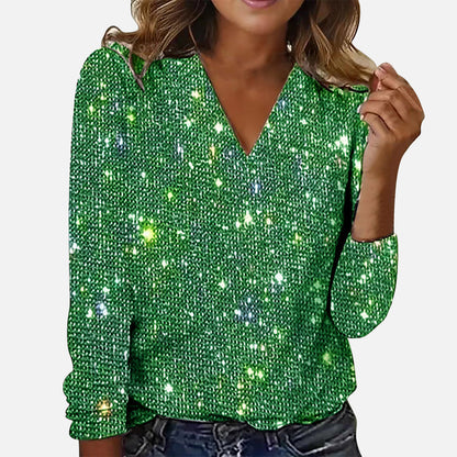 Nina™ - V-Neck Diamond Blouse