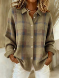 Victoria | Retro Check Casual Sweater with Contrast
