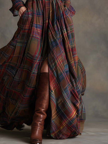 Giulietta - Maxi Shirt Dress with Check Pattern