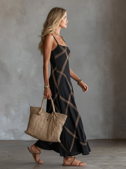 Vittoria – Black Camel Geometric Dress