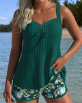 Laluna® | Striped Tankini with Two-Piece Beach Shorts