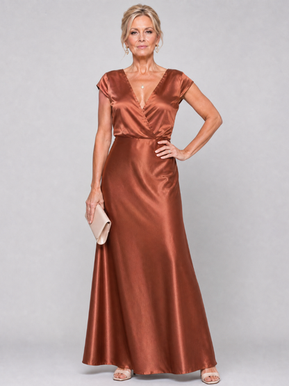 Samouse | Cap Sleeve Wrap Bodice Maxi Dress