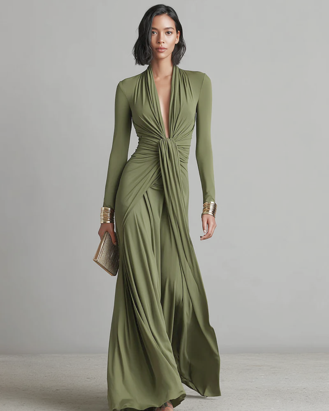 Valentina · Maxi dress with V-neck and ruffle details