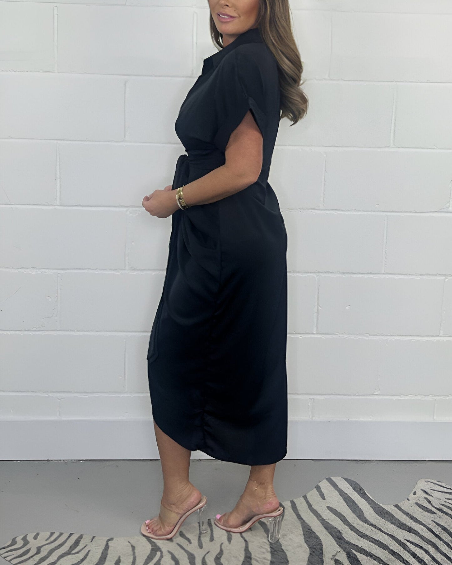 CARLA | Shirt Dress with Bow and Ruffled Hem for Everyday Elegance