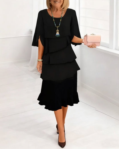 Renata | Elegant midi dress with ruffle-style sleeves
