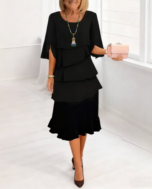 Renata | Elegant midi dress with ruffle-style sleeves
