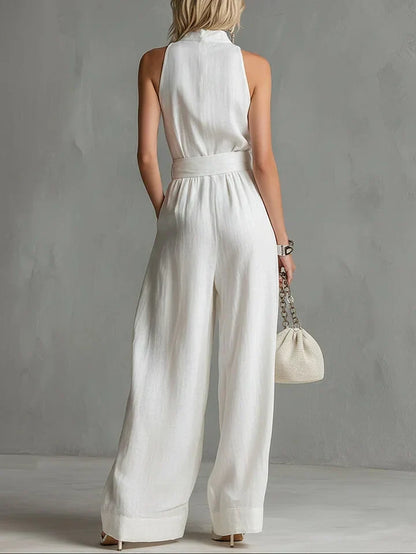 Urban Elegant Jumpsuit | High Neck, Sleeveless, Wide Leg
