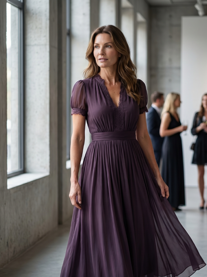 Margot | Gathered Waist Keyhole Maxi Dress