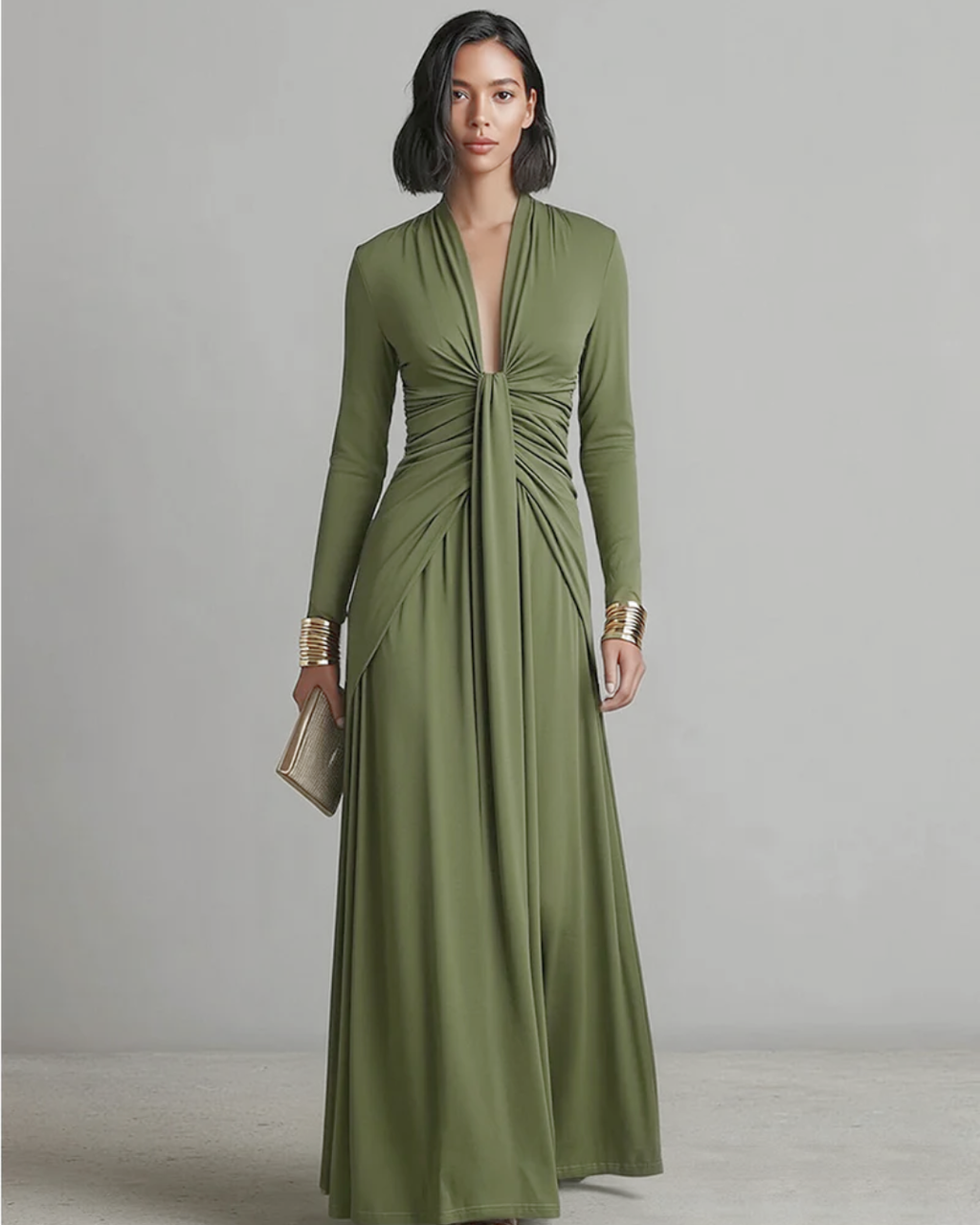 Valentina · Maxi dress with V-neck and ruffle details