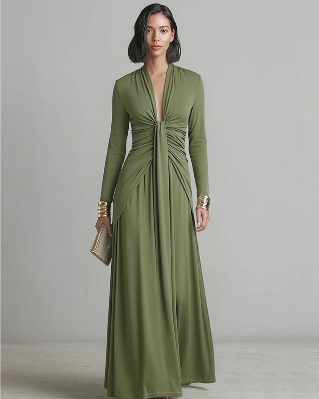 Valentina · Maxi dress with V-neck and ruffle details