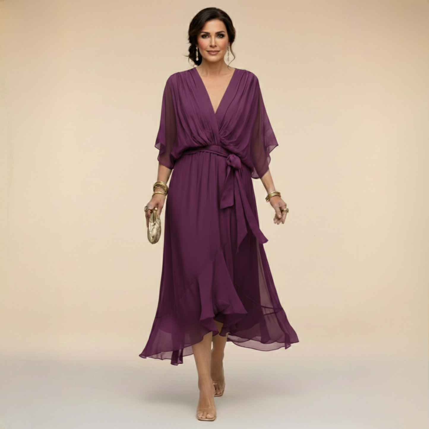 LOTTIE | Elegant V-Neck Dress for Timeless Class