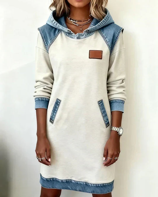 Alexa | Cozy Contrast Hooded Dress