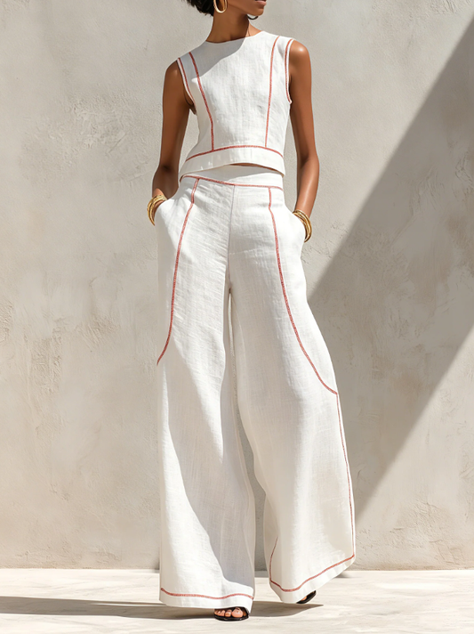 Set Minimalist Blouse  and Women's Wide Leg Pants