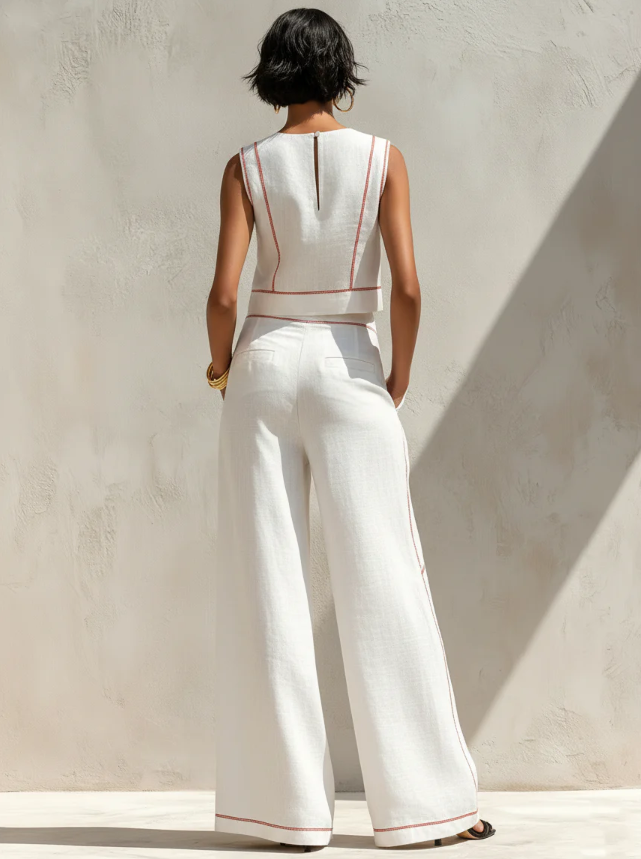 Set Minimalist Blouse  and Women's Wide Leg Pants