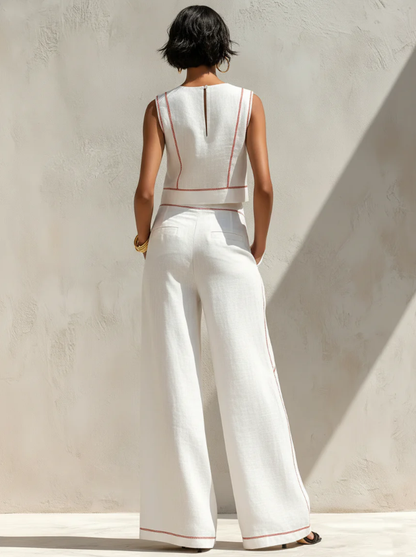 Set Minimalist Blouse  and Women's Wide Leg Pants