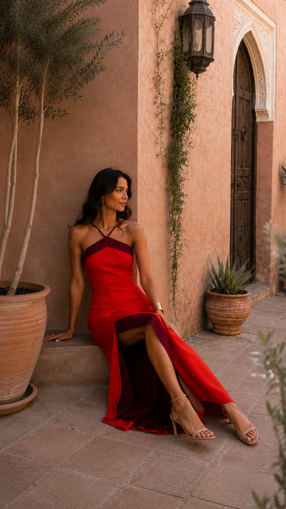 Long backless dress with slit