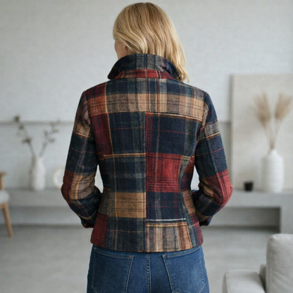 Fleur | Checked Mid-Length Coat with Comfortable Warmth and Timeless Urban Style