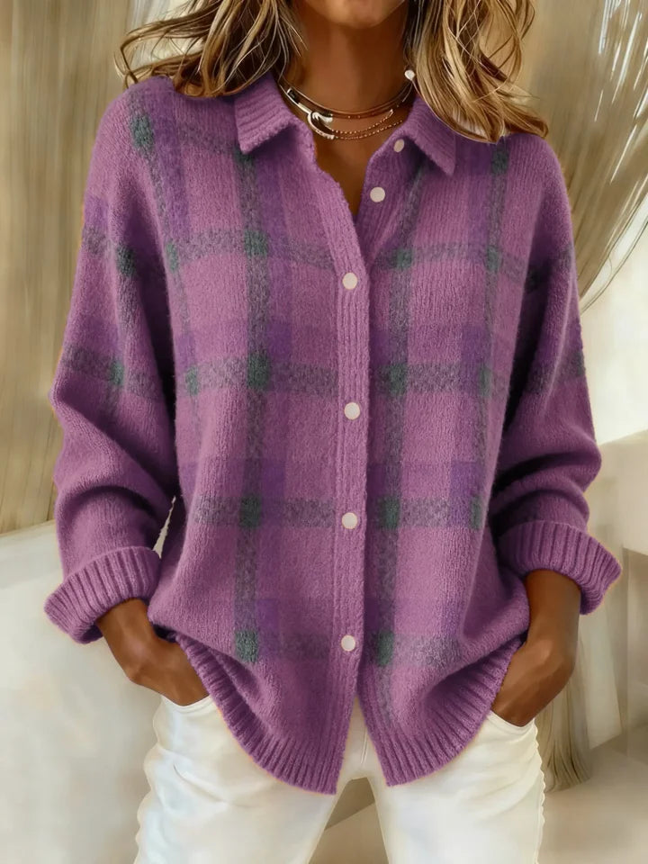 Victoria | Retro Check Casual Sweater with Contrast