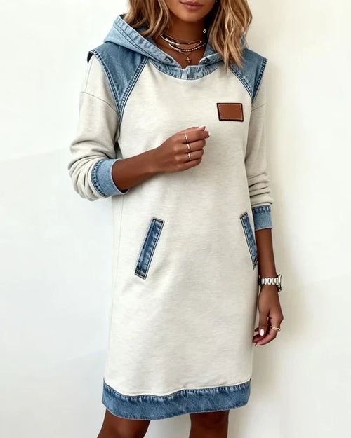 Alexa | Cozy Contrast Hooded Dress