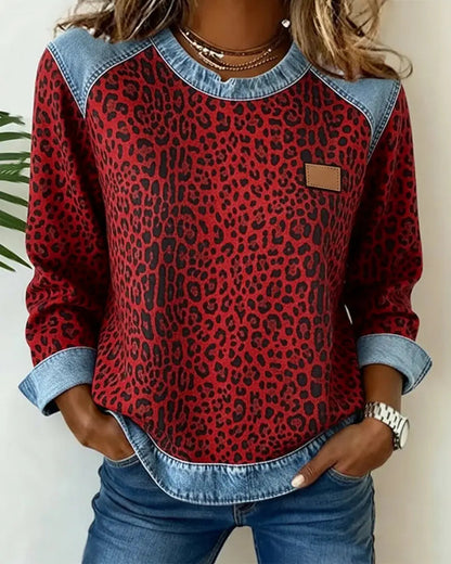 Esmée | Leopard Patchwork Sweater with Flattering Fit and Daily Comfort
