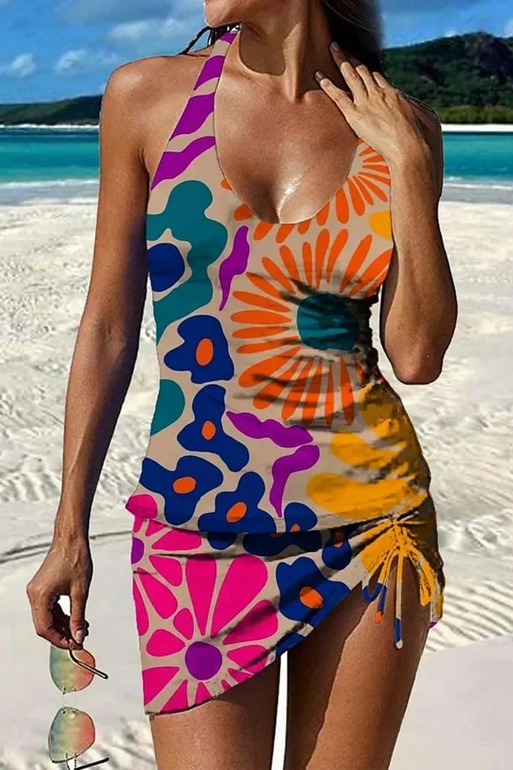 Fiesta – Graphic Floral Tankini with Shorts, Tummy Control Effect