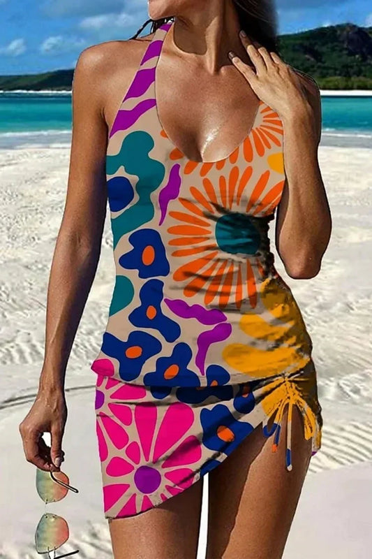 Fiesta – Graphic Floral Tankini with Shorts, Tummy Control Effect