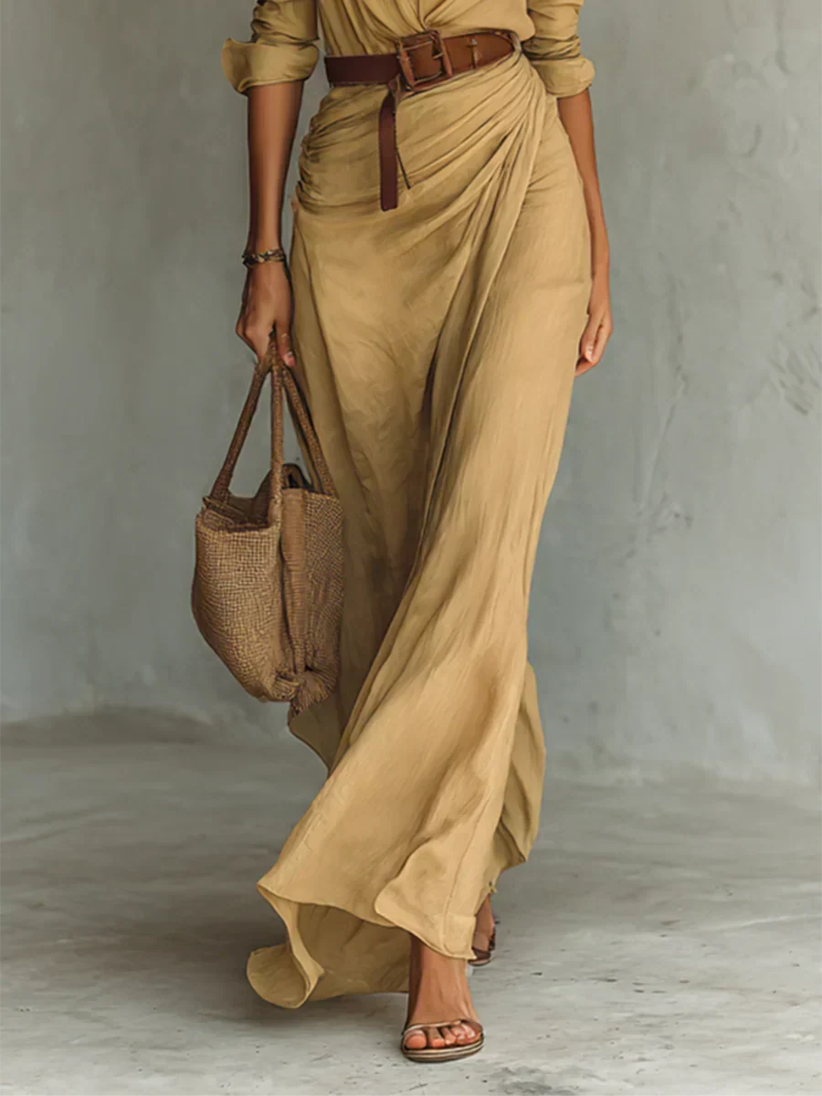 Camille | Maxi Dress with Lapels and Waist Belt