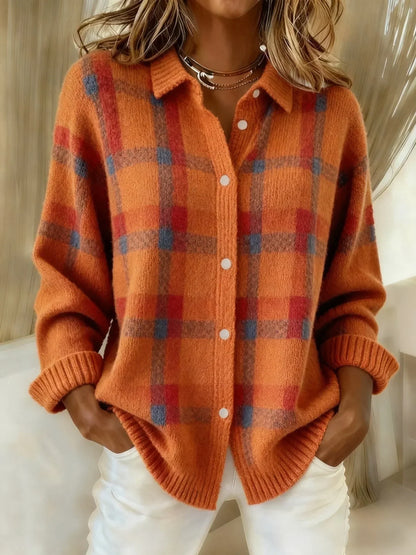 Victoria | Retro Check Casual Sweater with Contrast