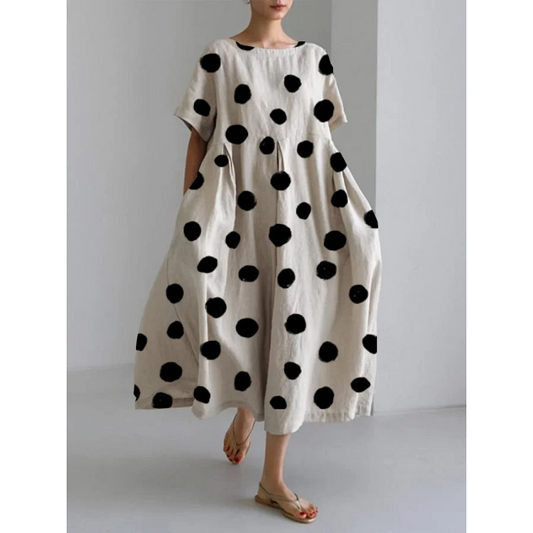 VALENTINA | Long Casual Dress with Iconic Polka Dots and Freedom of Movement for Summer Days
