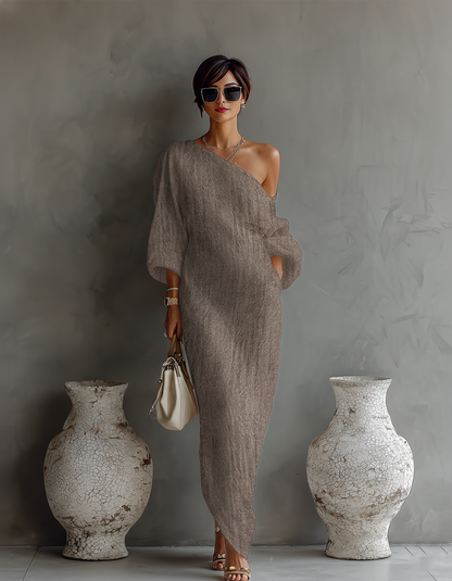 Ivory Dress Off-Shoulder