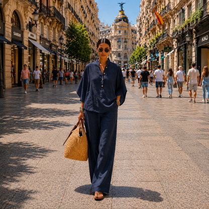 Mariel | Set with batwing sleeves and wide pants