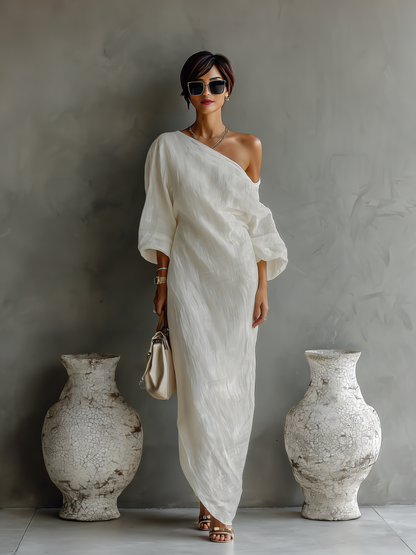 Ivory Dress Off-Shoulder
