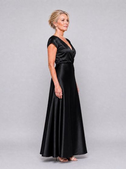 Samouse | Cap Sleeve Wrap Bodice Maxi Dress