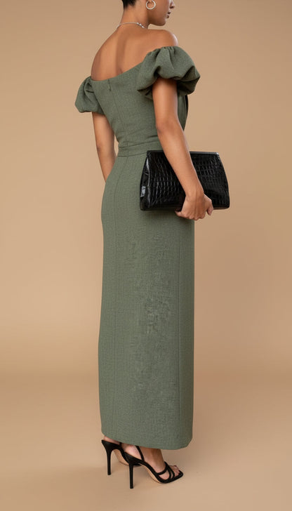 JASMIN | Elegant Midi Dress with Accentuated Waist and Timeless Evening Style