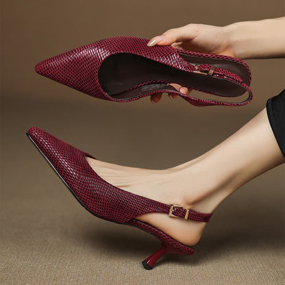 Celiane Pointed Leather Slingback Heels