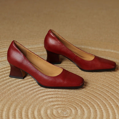 Square-Toed Leather Ankle Boots Oriel