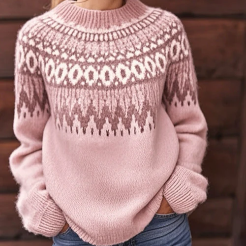Livia – Soft winter sweater with a refined shoulder pattern