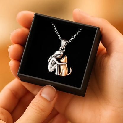 Necklace with Cat Hug Pendant
