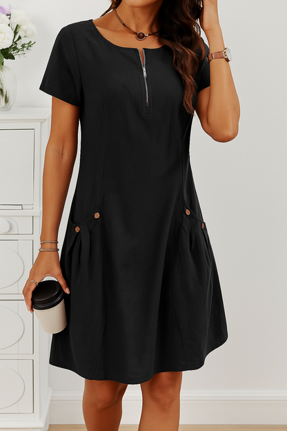 MARIELLA | Summer Dress with Elegant Zipper, Practical Pockets, and Daily Comfort