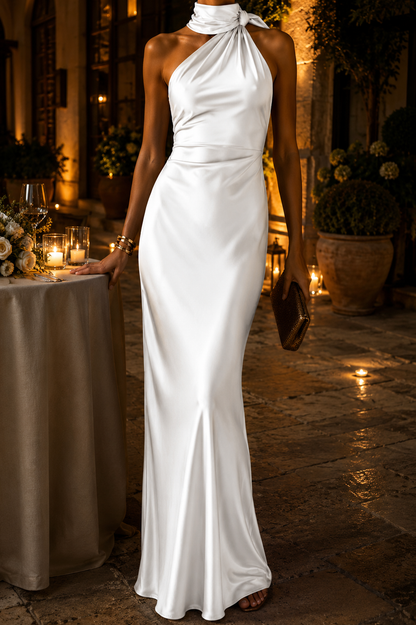 Monaco - Long Dress with Draped Neckline