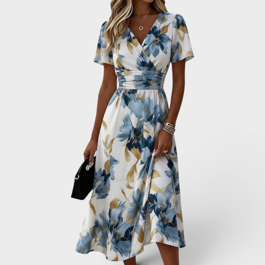 Denise | Floral Wrap Waist Midi Dress