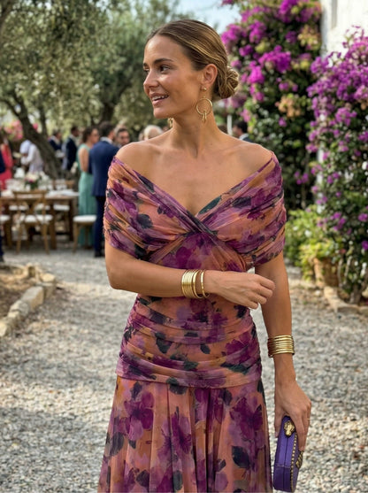 Long dress with V-neck