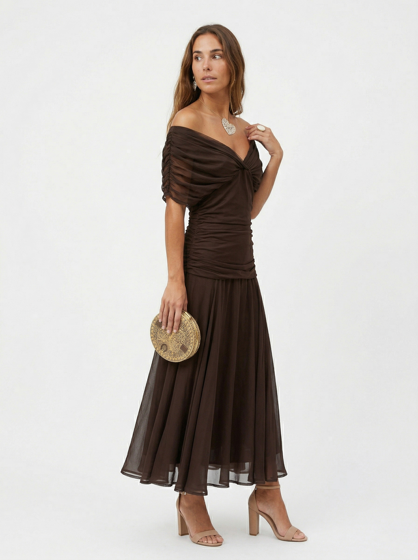 Long dress with V-neck