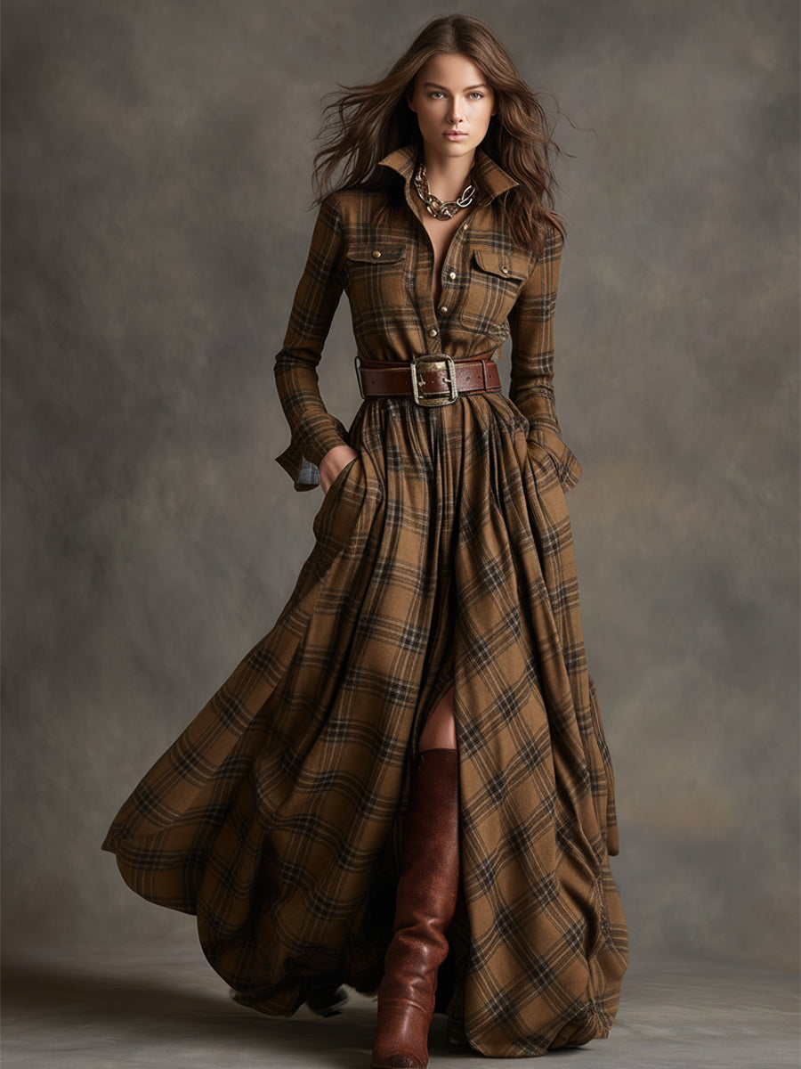 Giulietta - Maxi Shirt Dress with Check Pattern