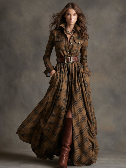 Giulietta - Maxi Shirt Dress with Check Pattern