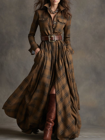 Giulietta - Maxi Shirt Dress with Check Pattern
