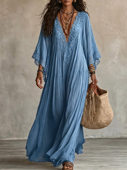 WILLOW | Boho Kimono-Sleeve Maxi Dress with Effortless Vacation Charm