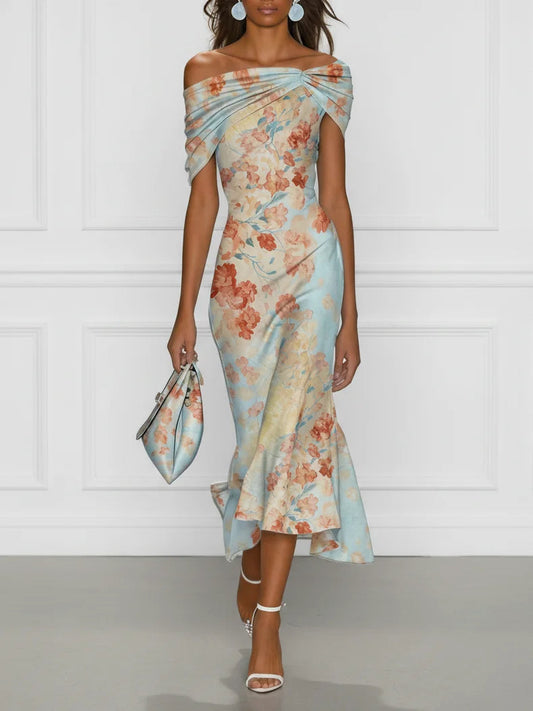 Elena | Off-Shoulder Floral Mermaid Dress