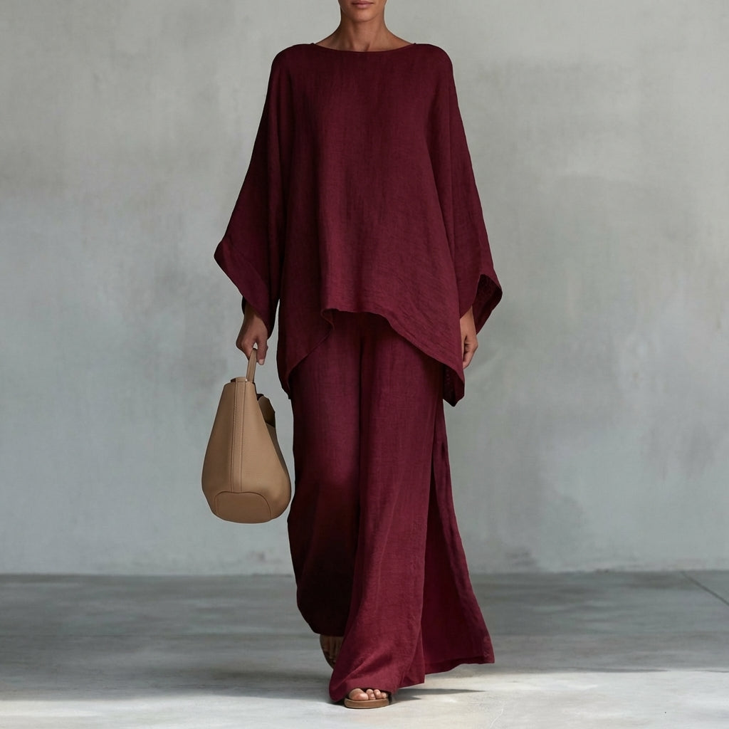 Christine | Long Sleeve Two-Piece Set with Wide Pants