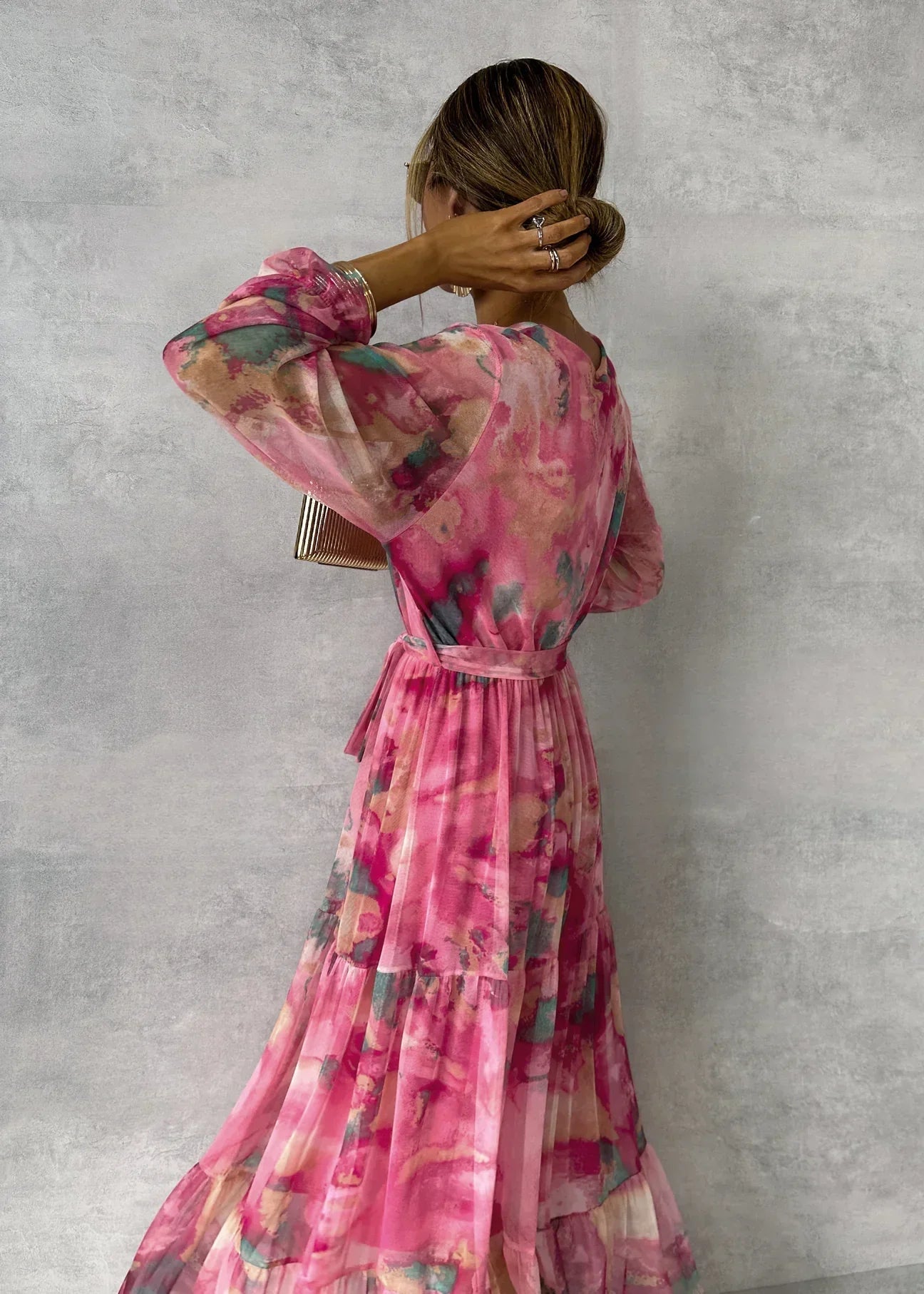 ZOEY | Vibrant Floral Wrap Dress with Flattering Tiered Silhouette